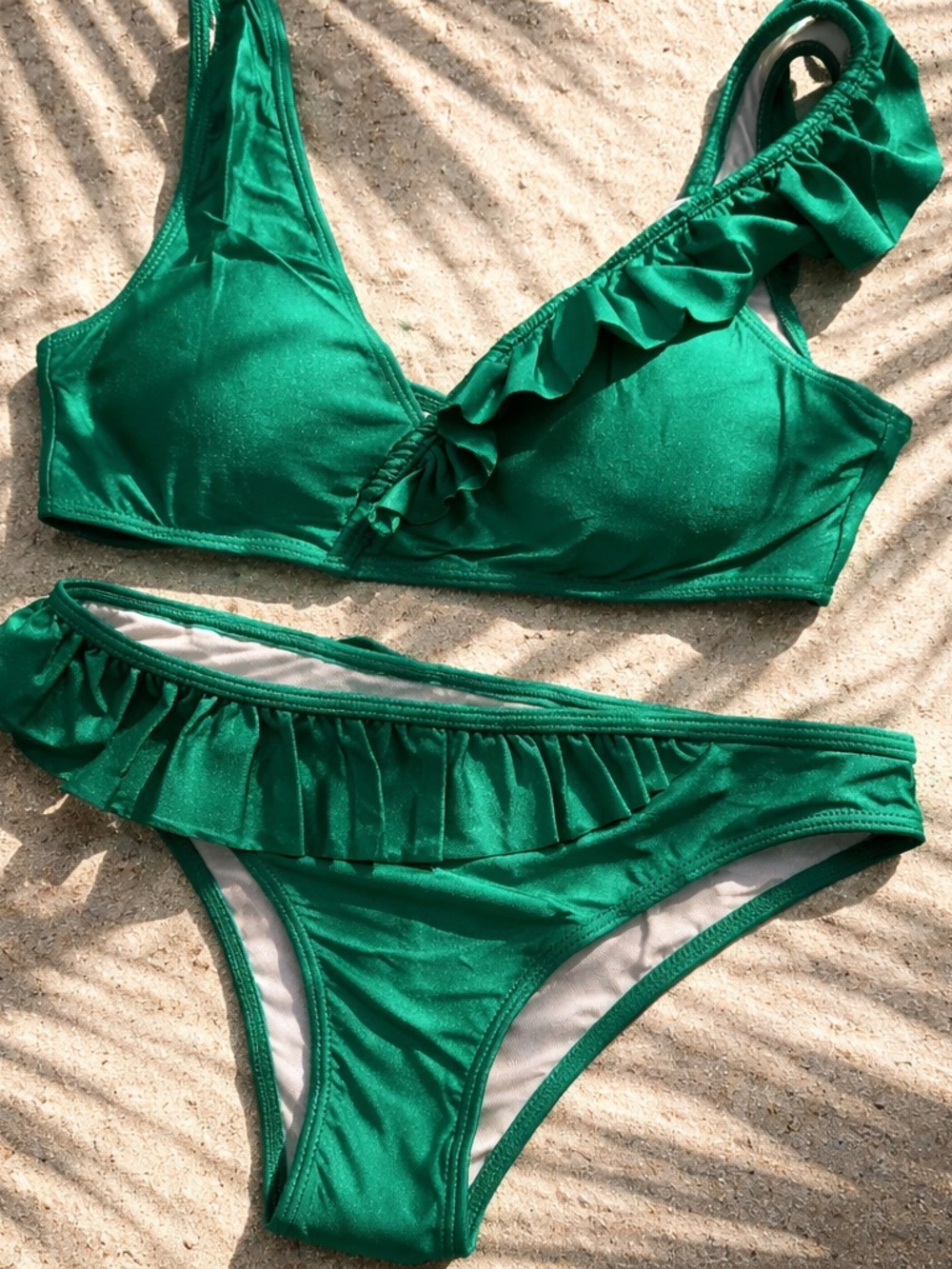 Green Ruffle Bikini Set - Women's Swim - S , M, L